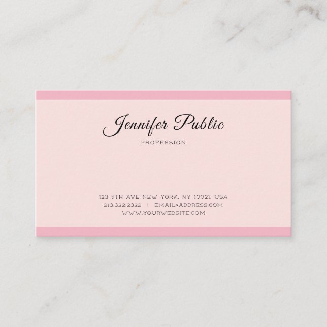 Creative Modern Elegant Pink Simple Template Top Business Card (Front)