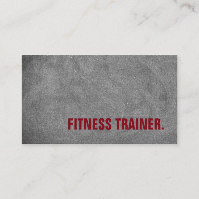 Creative Modern Fitness Trainer Sport Chalkboard Business Card (Front)