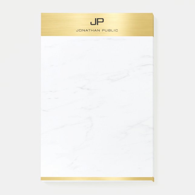 Creative Modern Gold White Marble Template Post-it Notes (Front)