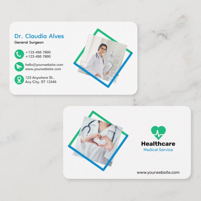Creative Modern Medical Service White  Business Card (Front/Back)