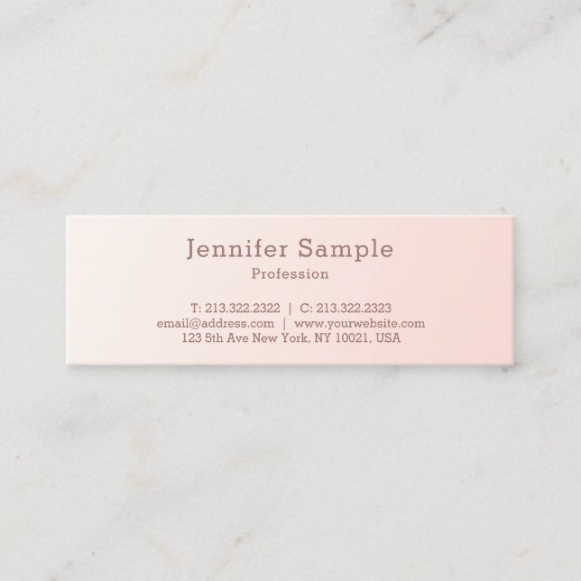Creative Modern Minimalist Design Simple Pink Cute Mini Business Card (Front)