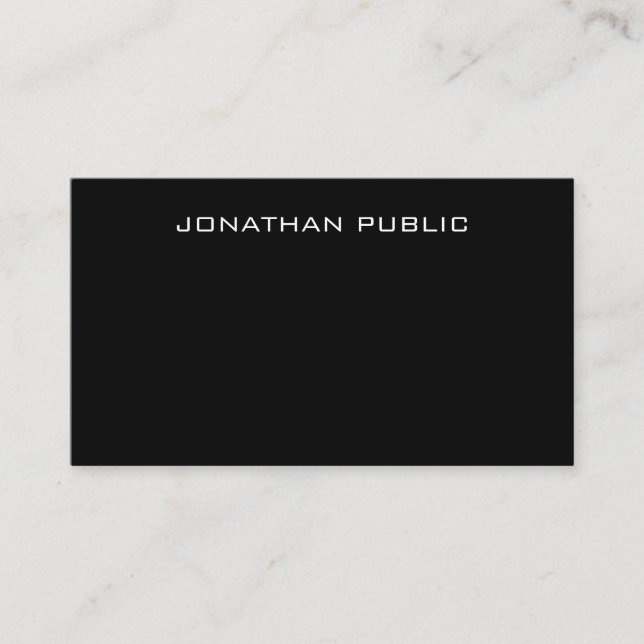 Creative Modern Minimalist Elegant Black Sleek Top Business Card (Front)