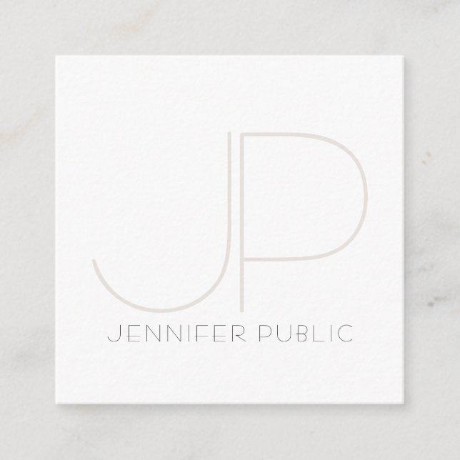 Creative Modern Monogram Professional Chic Plain Square Business Card (Front)