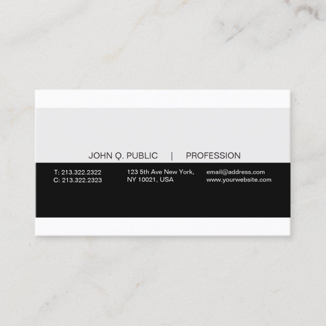 Creative Modern Professional Black Grey White Business Card (Front)