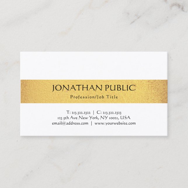 Creative Modern Simple Design Gold Look Trendy Business Card (Front)