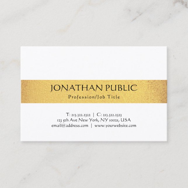 Creative Modern Simple Design Gold Look Trendy Business Card (Front)