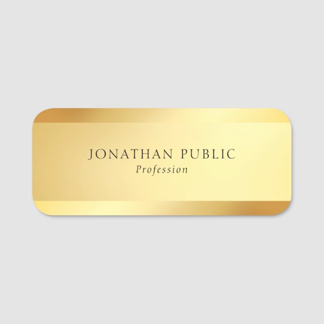 Creative Modern Simple Template Glamour Gold Name Tag (Front)