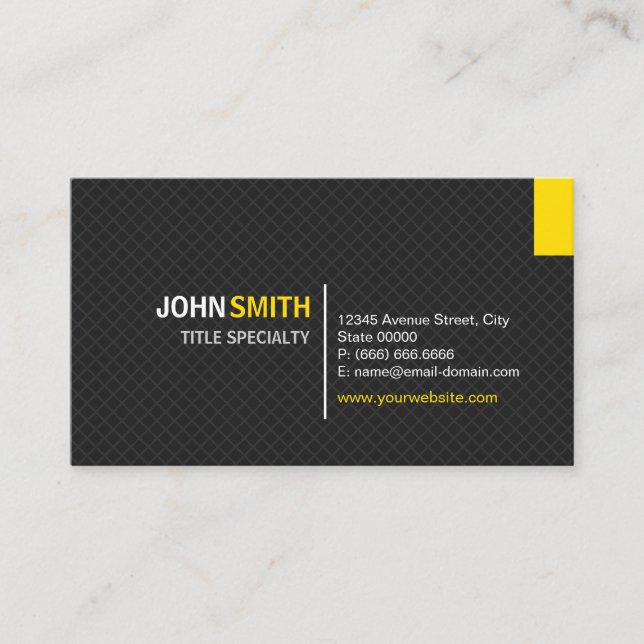 Creative Modern Twill Grid - Black and Yellow Business Card (Front)