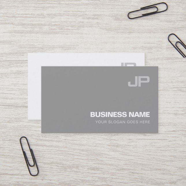 Creative Monogram Design Modern Chic Plain Luxury Business Card (Front/Back In Situ)