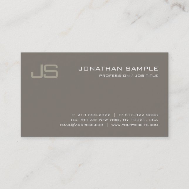 Creative Monogram Design Modern Professional Luxe Business Card (Front)