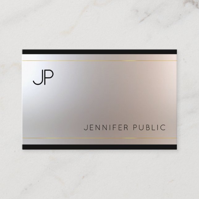Creative Monogram Glamour Gold Silver Unique Plain Business Card (Front)