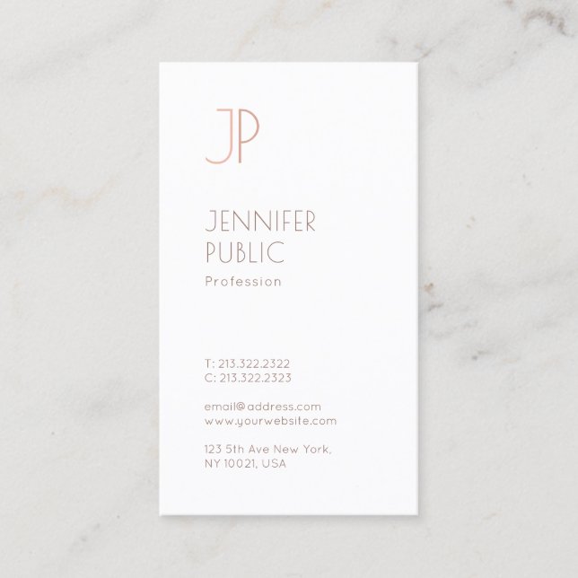 Creative Monogram Plain Modern Minimalist Design Business Card (Front)
