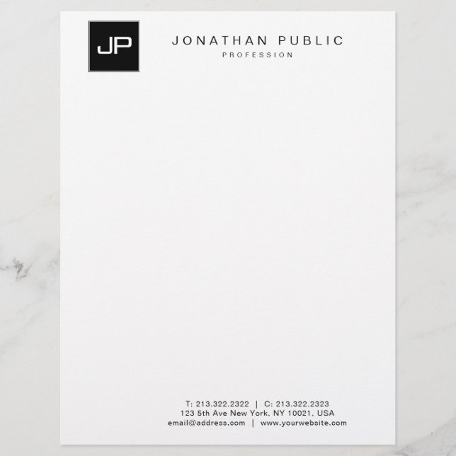 Creative Monogram Simple Template Modern Elegant Custom Letterhead (Front)