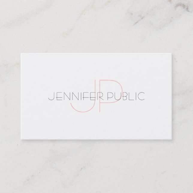 Creative Monogram Sleek Plain Luxe Design Trendy Business Card (Front)