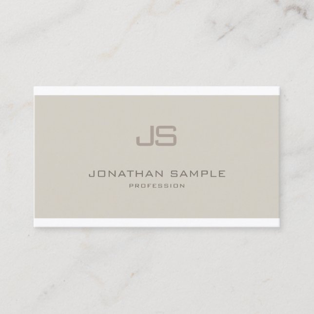 Creative Monogram Smooth Professional Plain Luxury Business Card (Front)