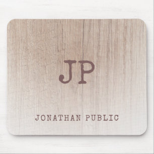Creative Monogram Wood Look Template Distressed Mouse Mat