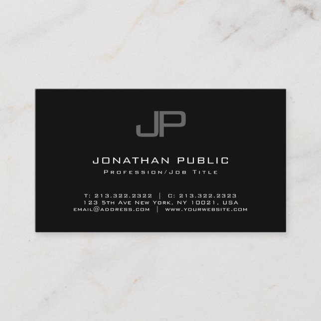 Creative Monogrammed Modern Trendy Minimalist Chic Business Card (Front)