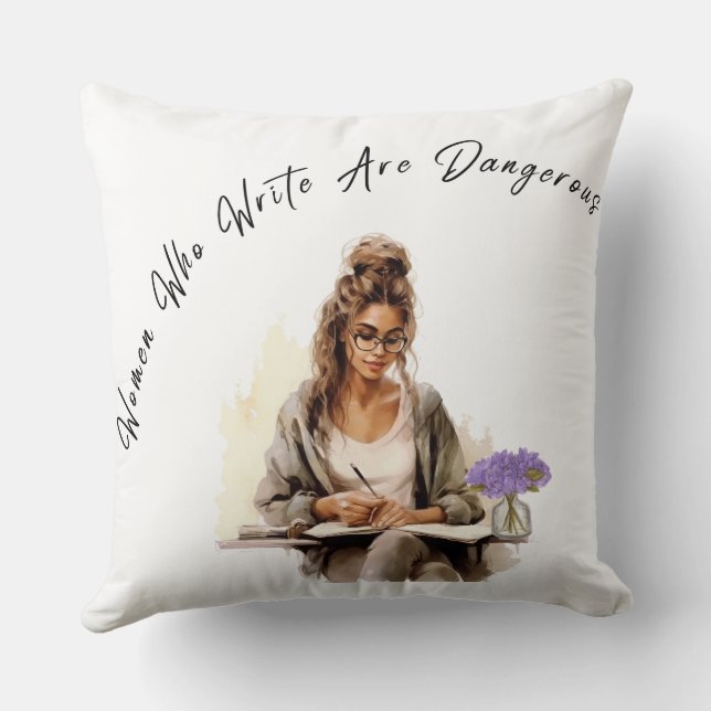 Creative Muse: Woman Writing 20x20 Throw Pillow (Back)