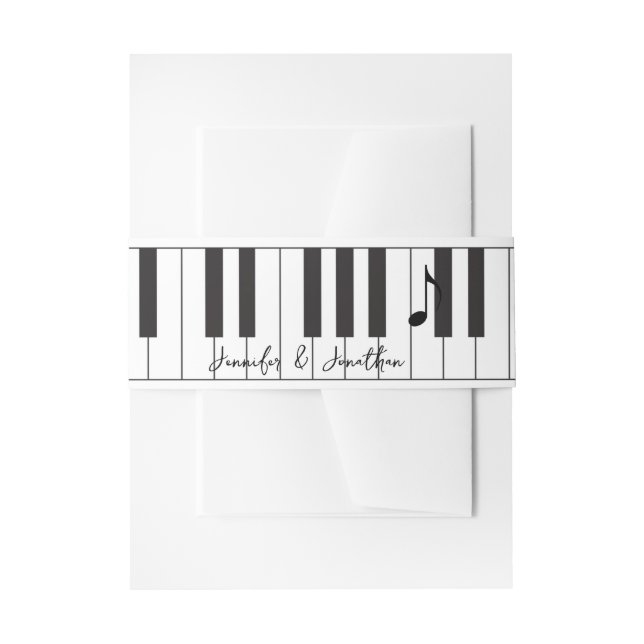 Creative Musicians Piano Keys Wedding Invitation Belly Band (Front Example)
