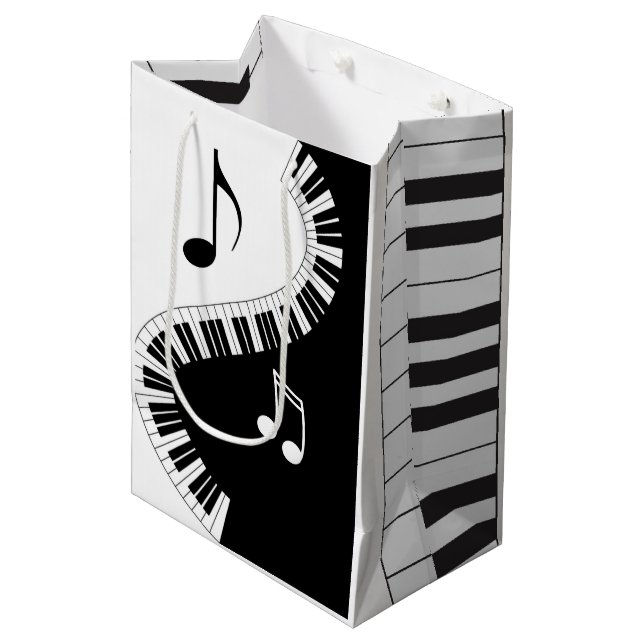 Creative Musicians Piano Keys Wedding Medium Gift Bag (Front Angled)