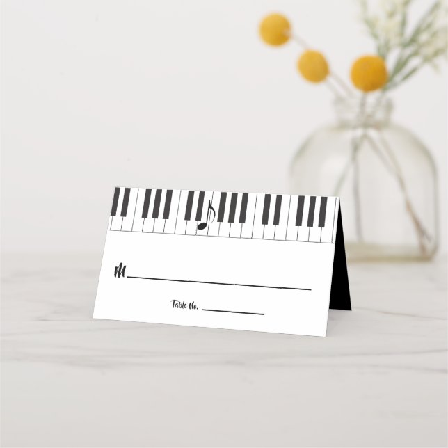 Creative Musicians Piano Keys Wedding Place Card (Front)