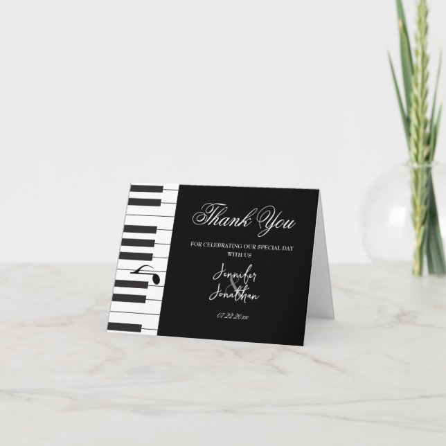 Creative Musicians Piano Keys Wedding Thank You Card (Front)