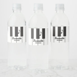Creative Musicians Piano Keys Wedding Water Bottle Label