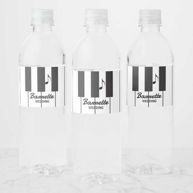 Creative Musicians Piano Keys Wedding Water Bottle Label (Bottles)