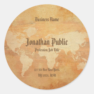 Creative Nostalgic Template Old Paper Look Classic Round Sticker