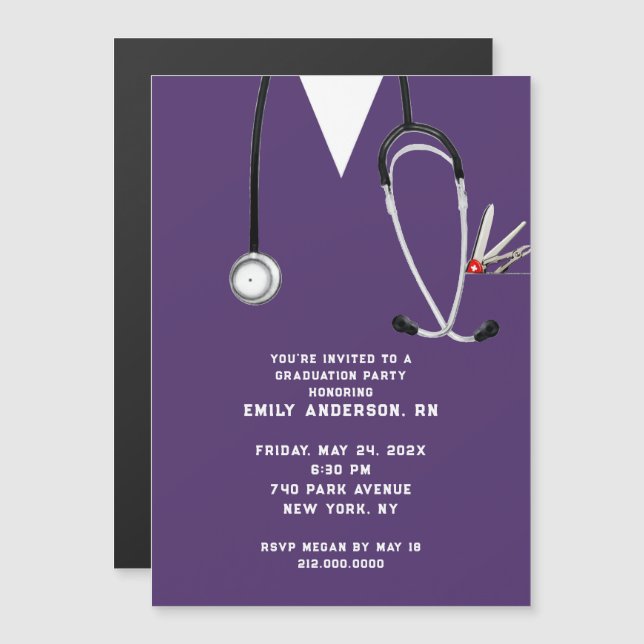 Creative Nurse Grad Party Magnetic Invitation (Front/Back)