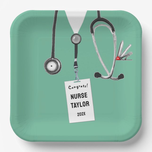 Creative Nurse Grad Party Paper Plates (Front)