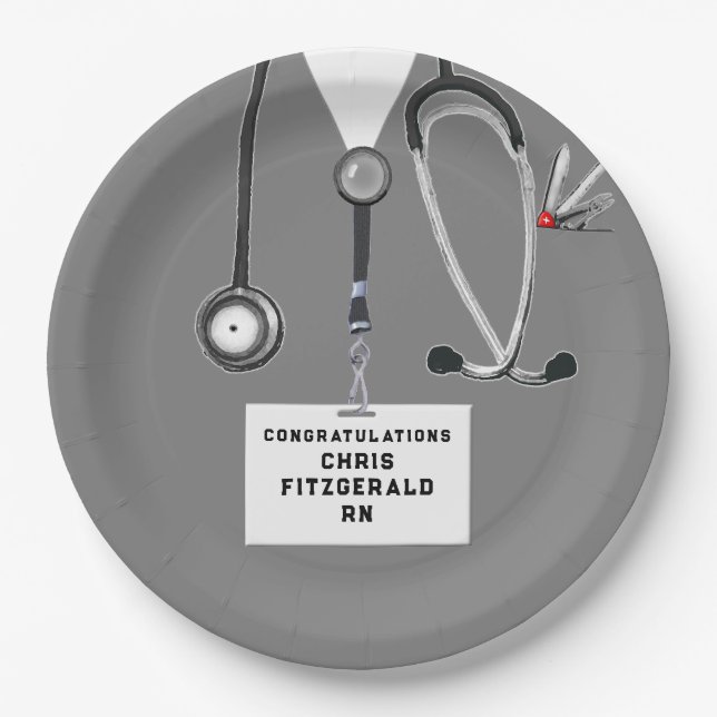 Creative Nurse Graduation Party Paper Plate (Front)