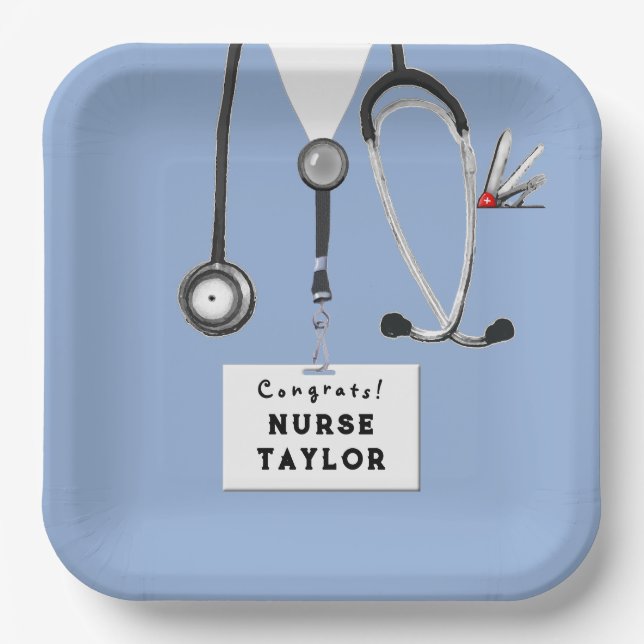 Creative Nurse Graduation Party Paper Plates (Front)