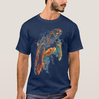 Creative orange white turtle in ocean nature with  T-Shirt