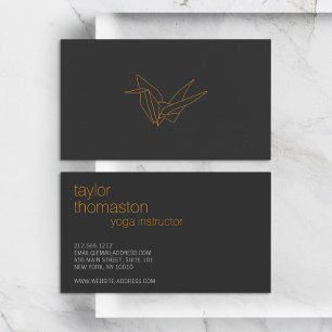 Creative Origami Crane Orange on Dark Grey Business Card
