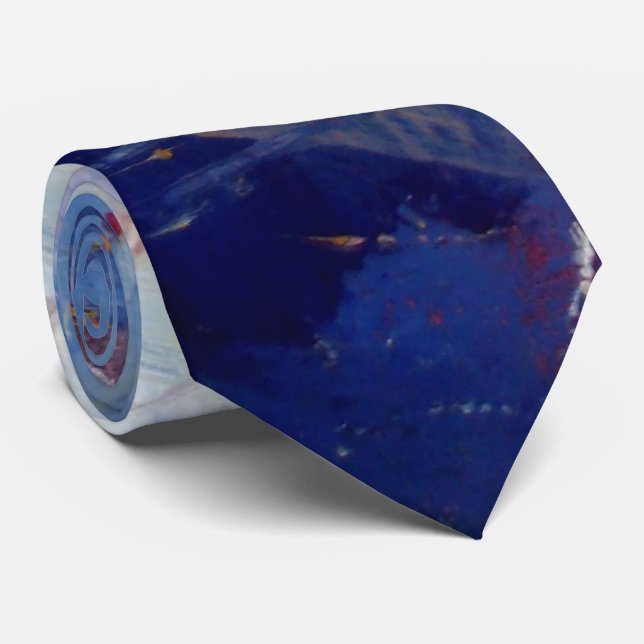 Creative Original Blue Abstract Art Modern Tie (Rolled)