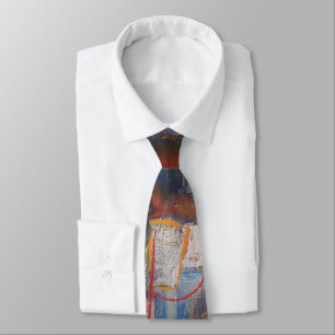 Creative Original Orange Red Blue Abstract Modern Tie