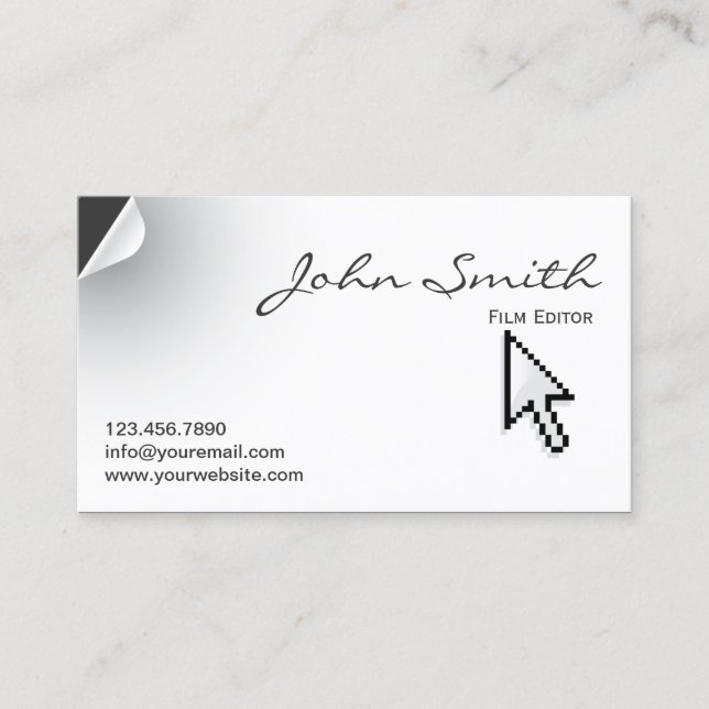 Creative Page Curl Film Editor  Business Card (Front)