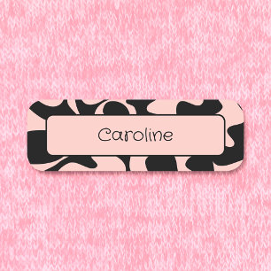 Creative Pastel Blush Pink Black Magnetic Clothing Name Tag
