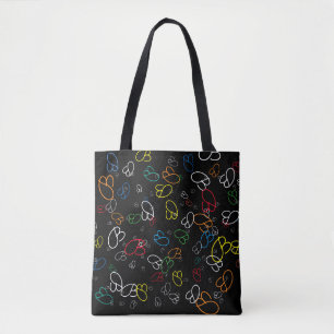 creative pattern of colourful name initials tote bag