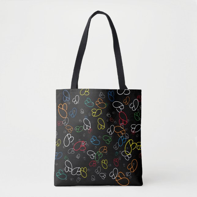 creative pattern of colourful name initials tote bag (Front)