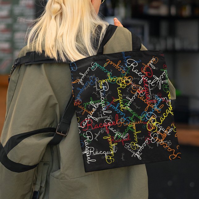 Creative Pattern of Colourful Names Tote Bag (Creator Uploaded)