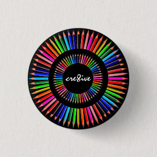 CREATIVE PENCIL CRAYONS COLORED PENCILS 3 CM ROUND BADGE