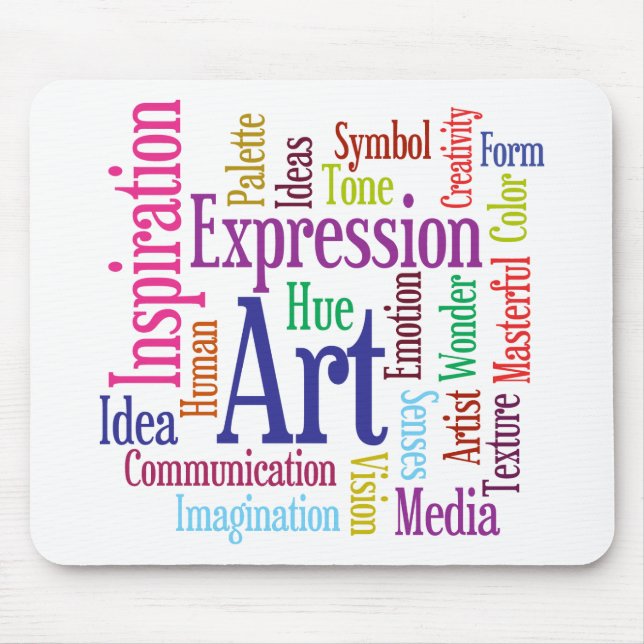 Creative Person's Art and Inspiration Word Cloud Mouse Mat (Front)