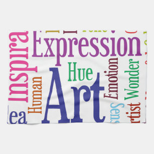 Creative Person's Art and Inspiration Word Cloud Tea Towel