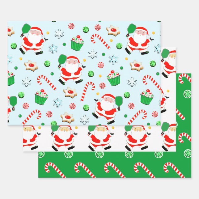 Creative Pickleball Christmas Holiday Gift Wrapping Paper Sheet (Set)