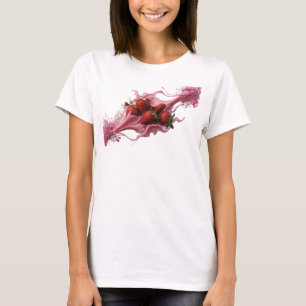 Creative Pink Abstract Strawberries Wearable Art T-Shirt