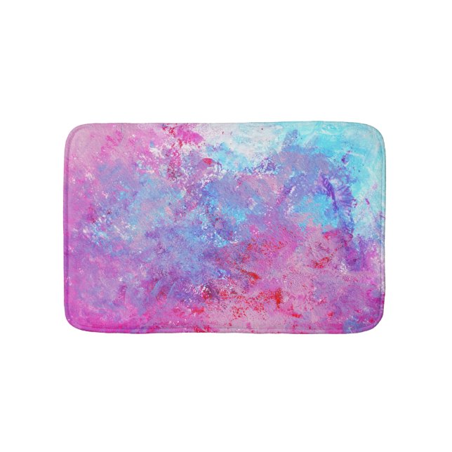 Creative pink-blue texture, paint blots. bath mat (Front)