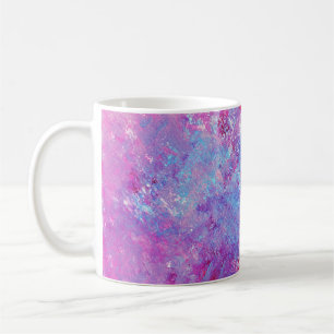 Creative pink-blue texture, paint blots. coffee mug
