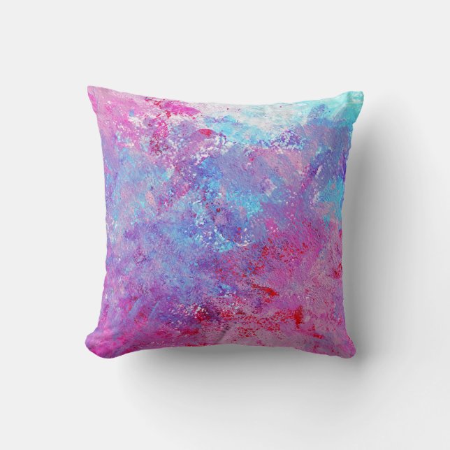 Creative pink-blue texture, paint blots. cushion (Front)